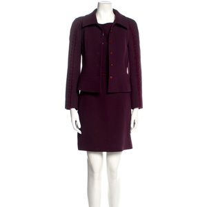 Vintage Christian LaCroix 2 piece skirt suit set designer Chanel style Tweed